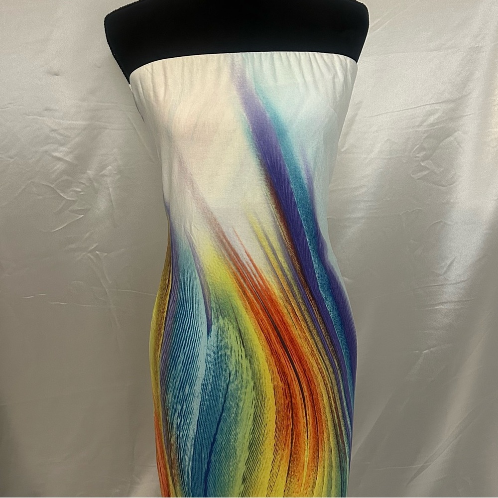 Colorful Strapless Maxi Dress Soft & Stretchy OS